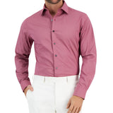 Alfani Men's Slim Fit Stain Resistant Puzzle Print Dress Shirt Red Size 15X32X33