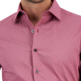 Alfani Men's Slim Fit Stain Resistant Puzzle Print Dress Shirt Red Size 15X34X35