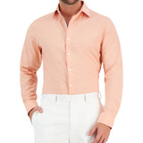 Bar III Men's Slim Fit Chambray Dress Shirt Orange Size Large