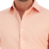 Bar III Men's Slim Fit Chambray Dress Shirt Orange Size Large