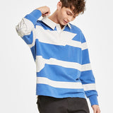 Sun + Stone Men's Robert Striped Rugby Shirt Blue Size Small