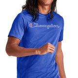 Champion Men's Mvp Script Logo Short Sleeve Crewneck T Shirt Blue Size Medium