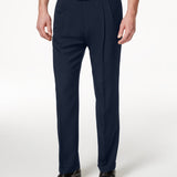 Haggar Men's Eclo Stria Classic Fit Pleated Hidden Expandable Waistband Dress Pants Blue Size 40X30