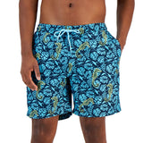 Club Room Men's Tropical Seahorse Swim Trunks  Blue Size Large