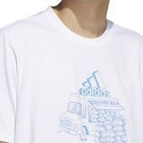 adidas Men's Short Sleeve Crewneck Food Truck Graphic T-Shirt White Size X-Large