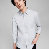 And Now This Men's Poplin Collared Button Down Shirt Gray Size Large