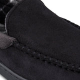 Haggar Men's Microsuede Fleece Lined Venetian Slippers Black Size Large