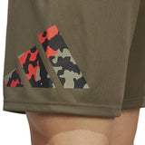 adidas Men's Train Essentials Seasonal Camo Filled Logo Training Shorts Green Size Medium