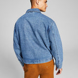 And Now This Men's Regular Fit Denim Mechanic Jacket Blue Size Small