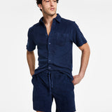 Sun + Stone Men's Towel French Terry Shorts Blue Size Small