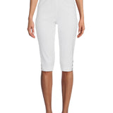 RealSize Women's 17 Pull On Stretch Bling Capri White Size L