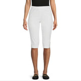RealSize Women's 17 Pull On Stretch Bling Capri White Size L