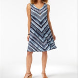 Style & Co Petite Cross-Back Printed Dress Blue Size P/XS