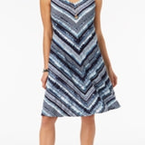 Style & Co Petite Cross-Back Printed Dress Blue Size P/XS