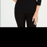 Karen Scott Cotton Embellished Cat-Graphic T-Shirt Black Size S