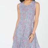 Style & Co Printed Sleeveless Swing Dress Blue Size XS