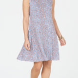 Style & Co Printed Sleeveless Swing Dress Blue Size XS