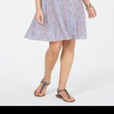 Style & Co Printed Sleeveless Swing Dress Blue Size XS