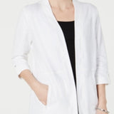 Karen Scott Zip-Pocket Cardigan White Size XL