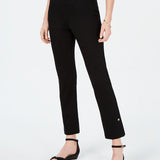 JM Collection Women's Snap Hem Slim Leg Pants Black Size Medium