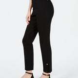 JM Collection Women's Snap Hem Slim Leg Pants Black Size Medium
