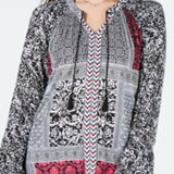 Style & Co Petite Printed Bell-Sleeve Peasant Top Multi Size P/M