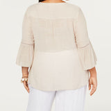 Jm Collection Plus Size Crossover-Hem Necklace Top White Size 1X