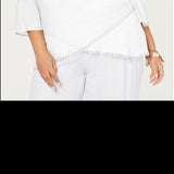 Jm Collection Plus Size Crossover-Hem Necklace Top White Size 1X