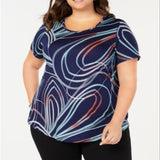 JM Collection Women's Printed T-Shirt Blue Size 0X
