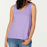 Style & Co Women's Graphic Refresh Eyelet Floral Tank Top Purple Size Medium