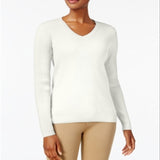 Karen Scott Women's Cotton V Neck Sweater White Size XX-Large