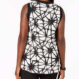 JM Collection Women's Printed Textured Top Black  Size X-Large