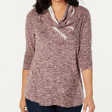 Style & Co Women's Draped Neck Top Red Size X-Large