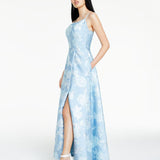Nightway Floral Brocade Gown Blue Size 4