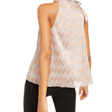 INC International Concepts Tie-Neck Shine Halter Top Pink Size 2XL