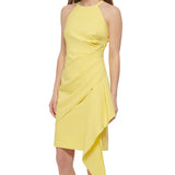 Vince Camuto Women's Sleeveless Halter Dress Yellow Size 2 Petite