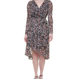 Tommy Hilfiger Womens Chiffon Metallic Midi Dress Black Size 6