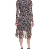 Tommy Hilfiger Womens Chiffon Metallic Midi Dress Black Size 6