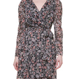 Tommy Hilfiger Womens Chiffon Metallic Midi Dress Black Size 6
