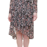 Tommy Hilfiger Womens Chiffon Metallic Midi Dress Black Size 6