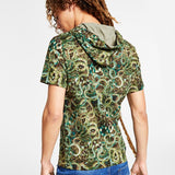 INC Mens Snake Hooded Print T-Shirt Green Size XS