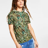 INC Mens Snake Hooded Print T-Shirt Green Size XS