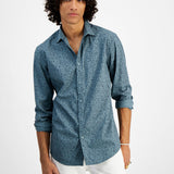 INC International Concepts Men's Regular-Fit Floral Ditsy-Print Shirt Blue Size X-Small