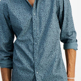 INC International Concepts Men's Regular-Fit Floral Ditsy-Print Shirt Blue Size X-Small