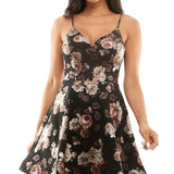 B Darlin Junior's Metallic Floral-Print A Line Dress Black Size 10
