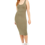 Bar III Women's Bodycon Scoop-Neck Midi Dress Olive Green Size XL