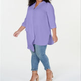 NY Collection Women's Asymmetrical Tunic Top Purple Size 2X