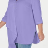 NY Collection Women's Asymmetrical Tunic Top Purple Size 2X