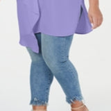 NY Collection Women's Asymmetrical Tunic Top Purple Size 2X