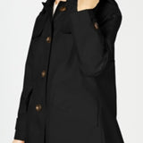 London Fog Hooded Raincoat Black Size Petite M